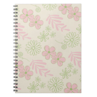 Grönt Rosa Beige Retro Y2K 70 s Flower Mönster Anteckningsbok