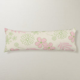 Grönt Rosa Beige Retro Y2K 70 s Flower Mönster Kroppskudde