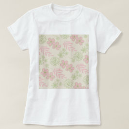 Grönt Rosa Beige Retro Y2K 70 s Flower Mönster T Shirt