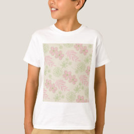 Grönt Rosa Beige Retro Y2K 70 s Flower Mönster T Shirt
