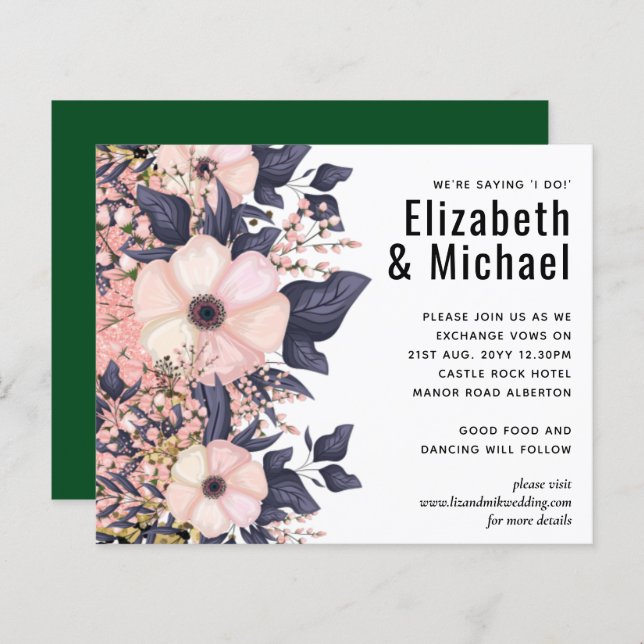 Grönt Rosa Blommigt Bröllop budget (Fram/baksida)