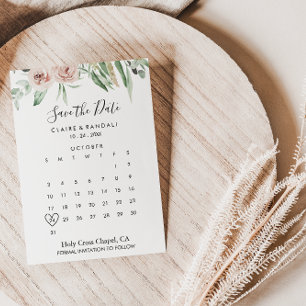 Grönt Rosa Blommigt Spara datumkalender Datumet