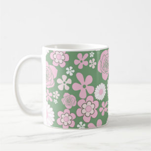 Grönt Rosa Blommigt Viktigt Y2K Vår och sommar Kaffemugg