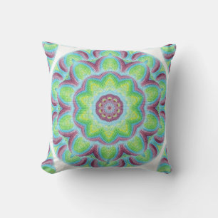 Grönt Rosa Blue Circle Slices Kaleidoscope Pillows Kudde