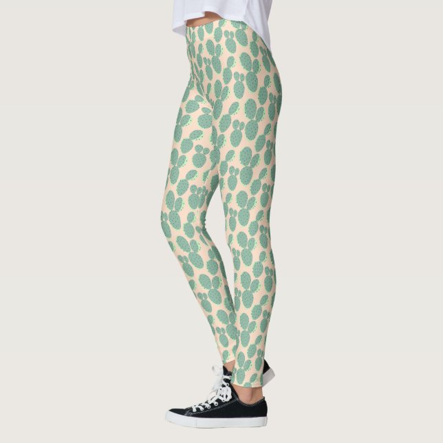 Grönt & Rosa Cactus Mönster Leggings (Vänster)