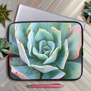 Grönt Rosa Cactus Succult Photo Bold Snyggt Laptop Fodral