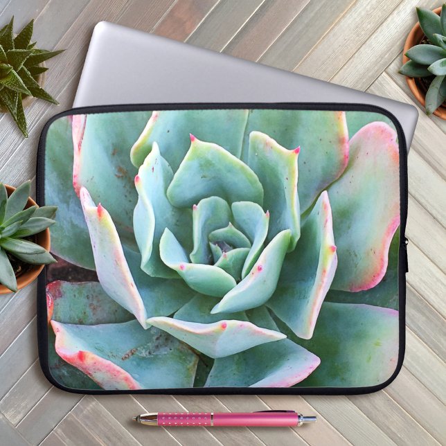 Grönt Rosa Cactus Succult Photo Bold Snyggt Laptop Fodral (Skapare uppladdad)