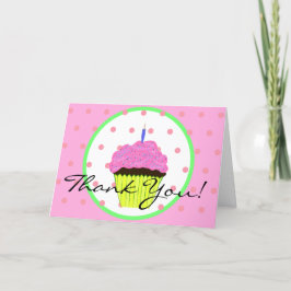 Grönt Rosa Cupaka Polka dots Birthday Tack Kort