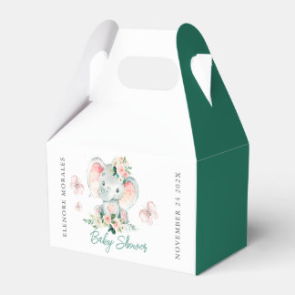 Grönt Rosa Cute Blommigt Elephant Ram Baby Shower Presentaskar