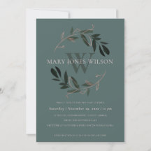 GRÖNT ROSA FOLIAGE WREATH BABY SHOWER-KORT