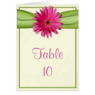 Grönt Rosa Gerbera Daisy Bordsnummer Card Hälsningskort