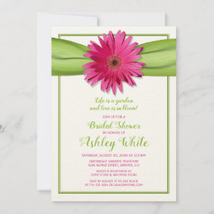 Grönt Rosa Gerbera Daisy Inbjudningskort för möhip