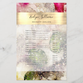 Grönt Rosa Glitter Watercolor Pris List Flyer