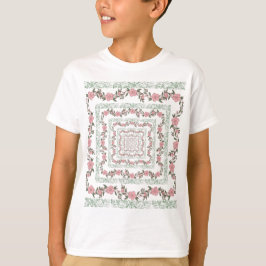Grönt Rosa Gräns Retro Y2K 70 s Flower Mönster T Shirt