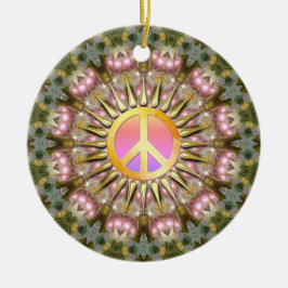 Grönt Rosa Healing Light Peace Mandala Julgransprydnad Keramik