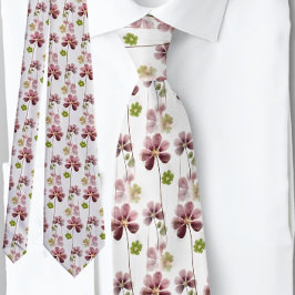 Grönt Rosa Klöver Shamrock Botanical | Neck Tie Slips