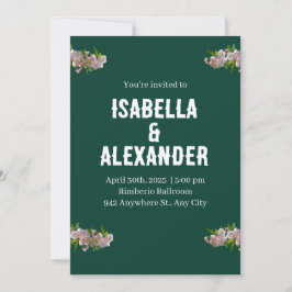 Grönt Rosa Kreativ Bröllopsinbjudan Inbjudningar
