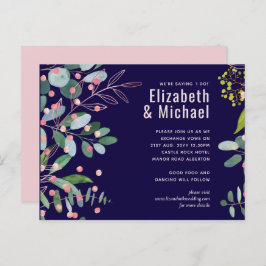 Grönt Rosa Modern Bröllop Inbjudan Vykort