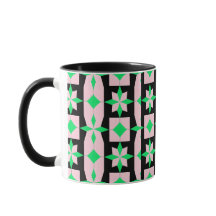 Grönt, rosa och svart geometrisk design