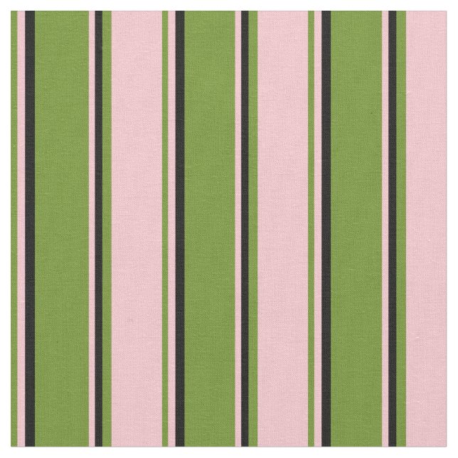 Grönt, Rosa och Svarta Rand Mönster Tyg (Närbild)