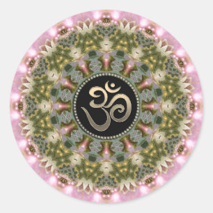 Grönt Rosa Om Mandala Sticker Runt Klistermärke