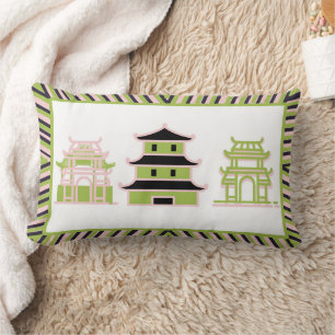 Grönt Rosa Pagoda Stripe Lumbar Lumbarkudde