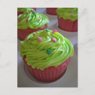 Grönt Rosa party dusch Muffinss Postcard Vykort