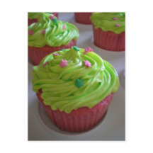 Grönt Rosa party dusch Muffinss Postcard