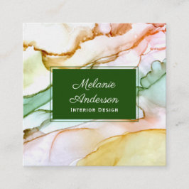 Grönt Rosa PastellInredingsdesign Fyrkantigt Visitkort