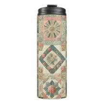 Grönt Rosa Patchwork Quilt Rustic Retro Boho
