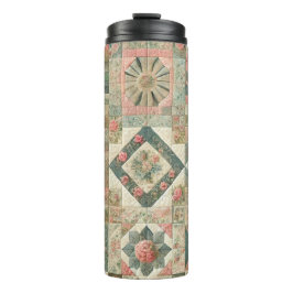 Grönt Rosa Patchwork Quilt Rustic Retro Boho