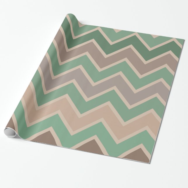 Grönt Rosa Peach Chevron Presentpapper (Utrullad)