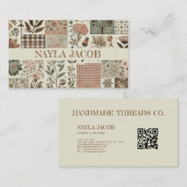 Grönt Rosa Quilt and Patchwork Handmade Clothing Visitkort