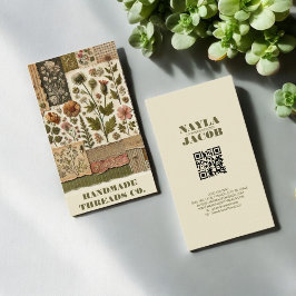 Grönt Rosa Quilt and Patchwork Handmade Clothing Visitkort