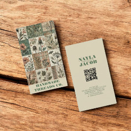 Grönt Rosa Quilt and Patchwork Handmade Clothing Visitkort