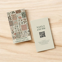 Grönt Rosa Quilt and Patchwork Handmade Clothing Visitkort