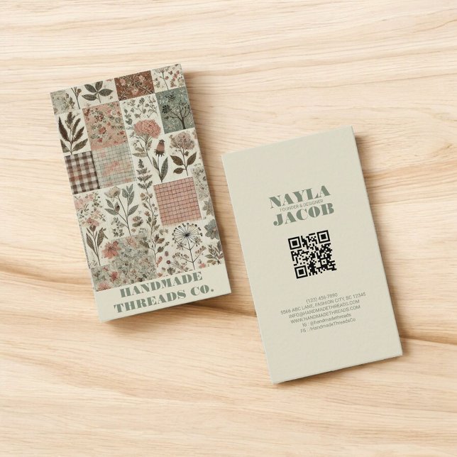 Grönt Rosa Quilt and Patchwork Handmade Clothing Visitkort (Skapare uppladdad)