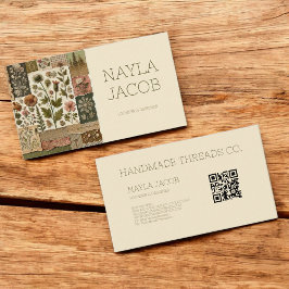 Grönt Rosa Quilt and Patchwork Handmade Clothing Visitkort