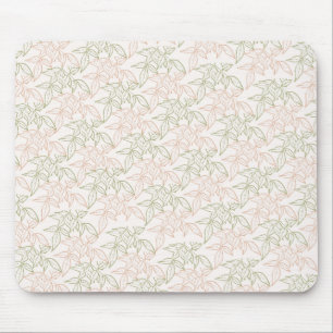 Grönt Rosa Retro Vintage Löv Mönster Musmatta
