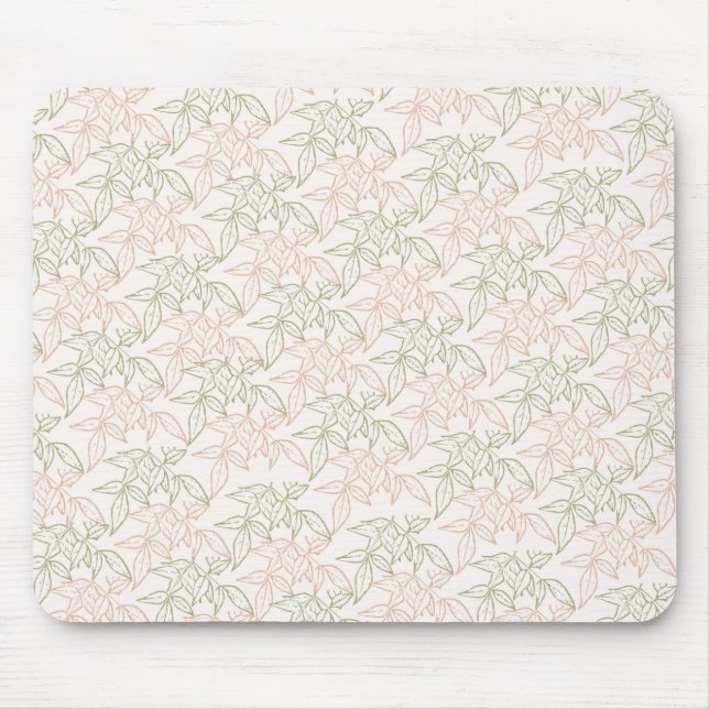 Grönt Rosa Retro Vintage Löv Mönster Musmatta (Framsidan)