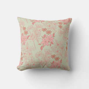 Grönt Rosa Retro Y2K 70s Flower Mönster Kudde