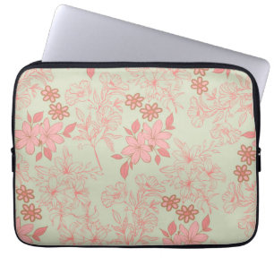 Grönt Rosa Retro Y2K 70s Flower Mönster Laptop Fodral
