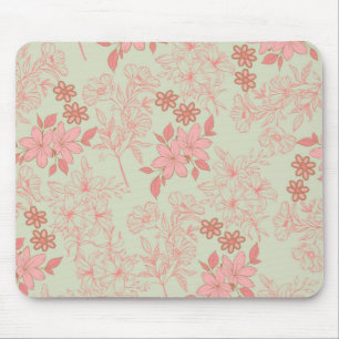 Grönt Rosa Retro Y2K 70s Flower Mönster Musmatta