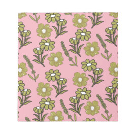 Grönt Rosa Retro Y2K Funky Hippie Flower Mönster Anteckningsblock