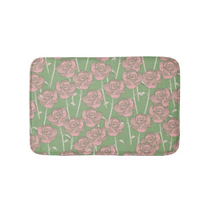 Grönt Rosa ros Retro Y2K 70 s Flower Mönster Badrumsmatta