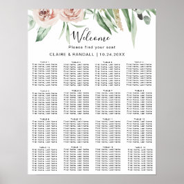 Grönt Rosa  sittplatsplan för Blommigt Bröllop Poster