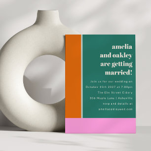 Grönt Rosa Trendig Geometric Bröllop webbplats Inbjudningar