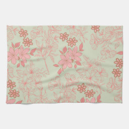 Grönt Rosa Tropical Blommigt Botanical Vår Sommar Kökshandduk