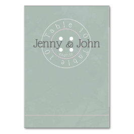 Grönt & rosa vintage bord med syknapp bordsnummer