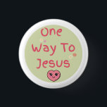 Grönt, Rosa, vit citat ett sätt för Jesus Knapp<br><div class="desc">Grönt,  Rosa,  Vit citat ett sätt till Jesus Magnet. Konstruktion för Cute Christian-bekräftelse med ett citat " One Way to Jesus" magnet. En vacker present till kärlek,  familjekyrkomedlemmar. Firar tron och kärlek.</div>